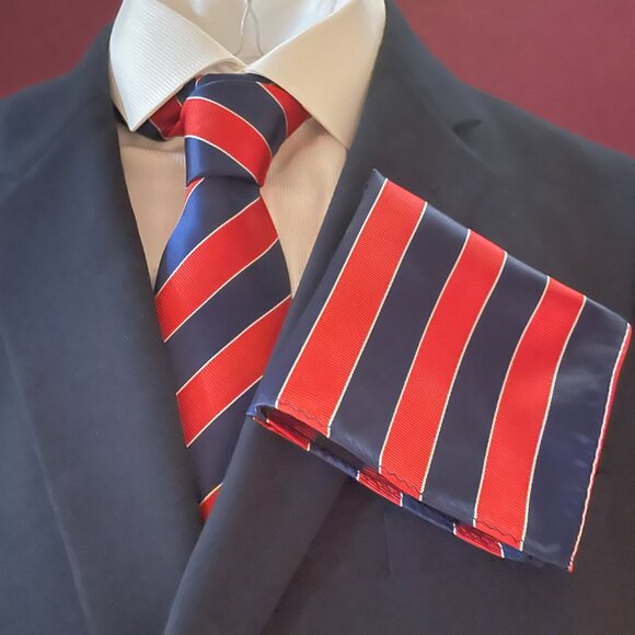 Red & Blue Striped Necktie Set - Picture 2 of 7